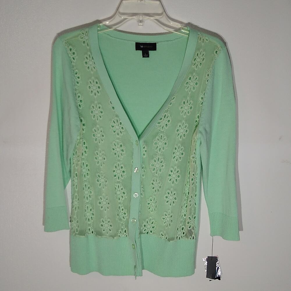 NWT A B Studio lite green cardigan. Size Large